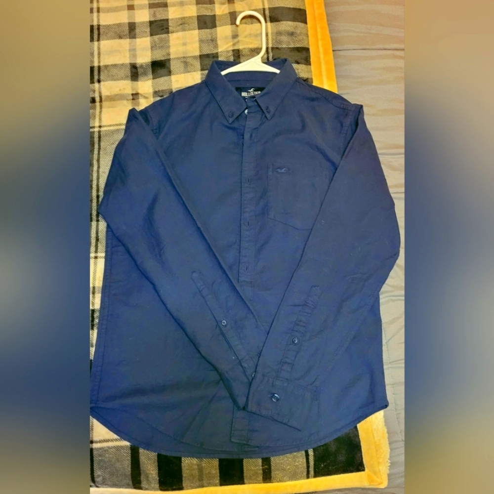 Men's Small Navy Blue Hollister Button Down